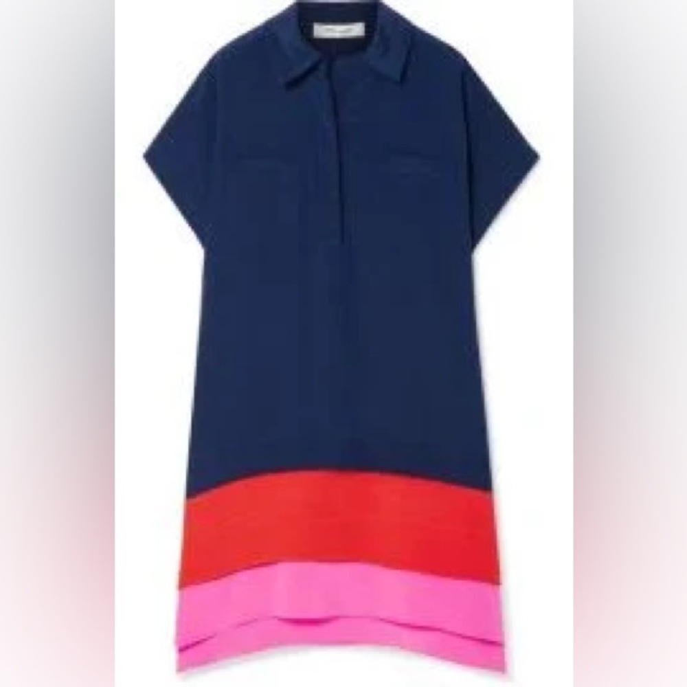 EUC M/L Diane von Furstenberg DVF “Hatsu” Layered Silk Mini Shirt Dress